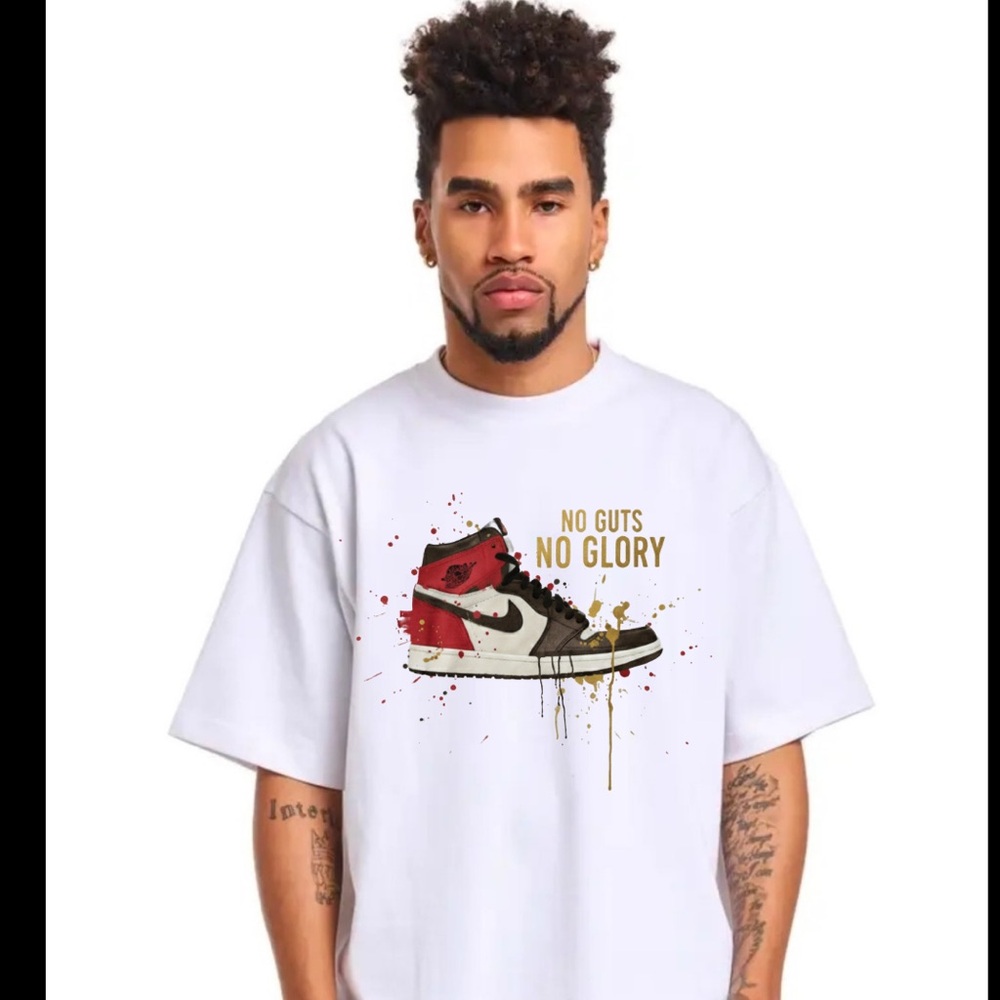 No Guts No Glory White Graphic Tee